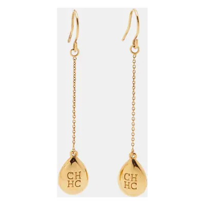 Carolina Herrera Crystal Gold Tone Earrings