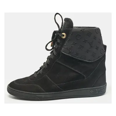 Louis Vuitton Black Neoprene and Suede Wedge Sneakers Size