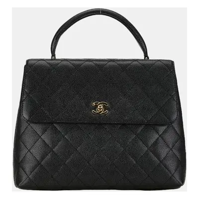 Chanel Black Leather Kelly Top Handle Bag