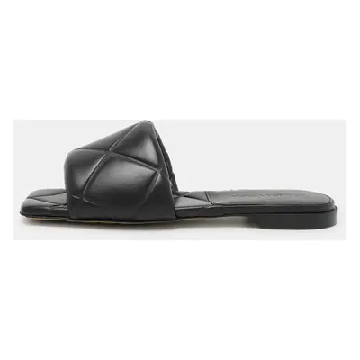 Bottega Veneta Black Leather Lido Flat Slides Size