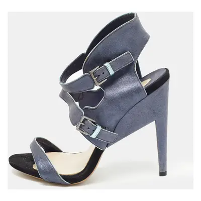 Nicholas Kirkwood Grey /Black Leather Ankle Strap Sandals Size