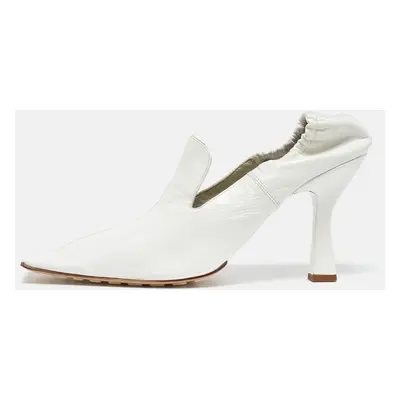 Bottega Veneta White Leather Square Toe Pumps Size