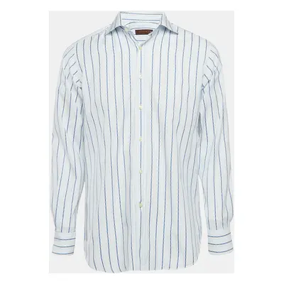 Etro Blue Pinstripe Cotton Long Sleeve Shirt