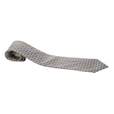 Brioni Multicolor Lattice Foil Print Traditional Silk Tie