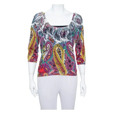 Etro Multicolor Paisley Printed Silk Knit Top