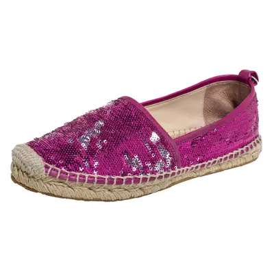 Jimmy Choo Pink Sequin Espadrille Flats Size 38.5