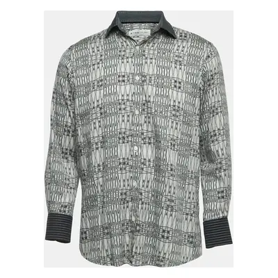 Etro Grey Print Cotton Button Front Full Sleeve Shirt