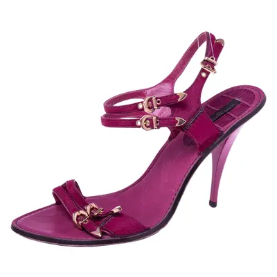 Louis Vuitton Pink Pony Hair Buckle Ankle Strap Sandals Size