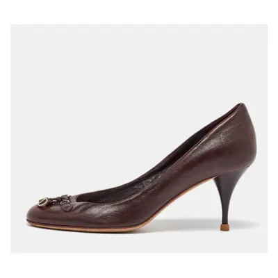 Dior Brown Leather CD Charm Round Toe Pumps Size