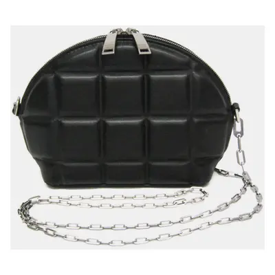 Bottega Veneta Black Padded Nappa Mini Half Moon Top Handle Bag