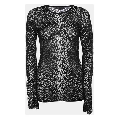 Maje Black Patterned Lace Full Sleeves Top