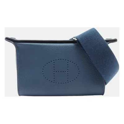 Hermes Togo Shoulder Bag Navy Blue Leather