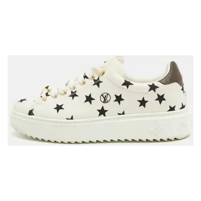 Louis Vuitton White/Brown Canvas Time Out Lace Up Sneakers Size