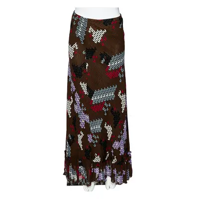 Moschino Cheap & Chic Multicolor Printed Crepe Ruffled Hem Maxi Skirt