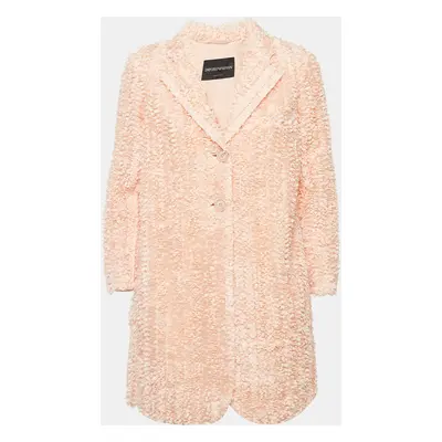 Emporio Armani Pink Ribbon Detail Tulle Mid-Length Coat