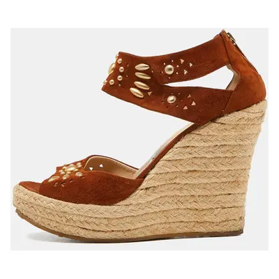 Jimmy Choo Brown Suede Wedge Sandals Size 40.5