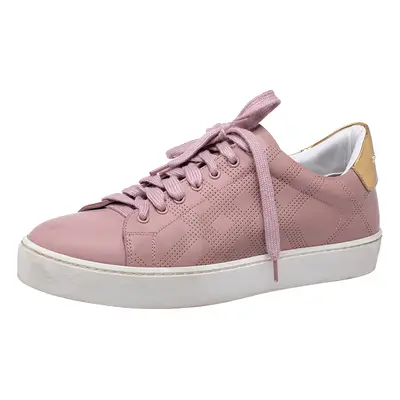 Burberry Pink Perforated Leather Westford Low Top Sneakers Size 38.5