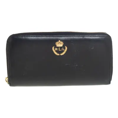 Ralph Lauren Black Leather Zip Around Wallet