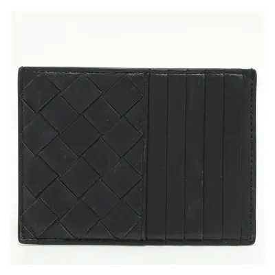 Bottega Veneta Navy Blue Leather Intrecciato Card Holder