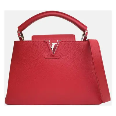 Louis Vuitton Red Leather Capucines BB Top Handle Bag