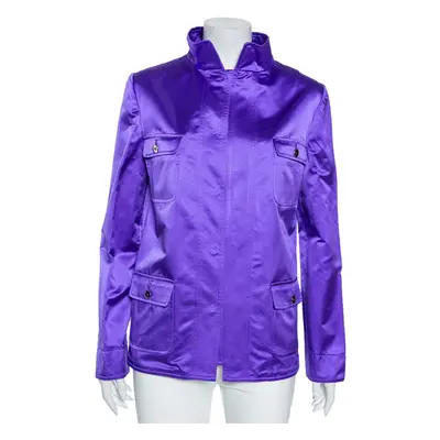 Dolce & Gabbana Purple Silk Satin Button Front Jacket