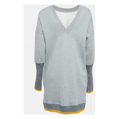 Victoria Victoria Beckham Grey Cotton Rib Detail Sweater Dress