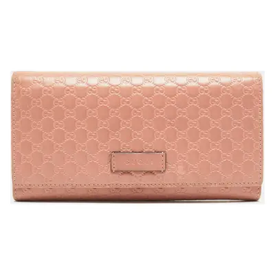 Gucci Pink Microgucissima Leather Flap Continental Wallet