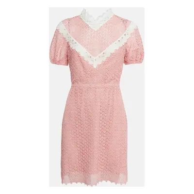 Sandro Pink Lace V-Neck Mini Dress