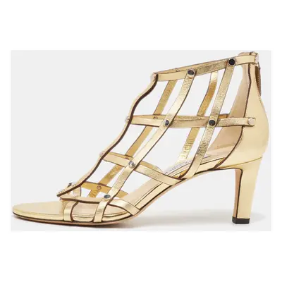 Jimmy Choo Gold Leather Strappy Sandals Size