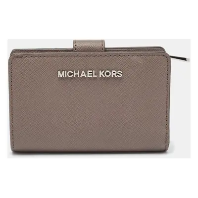 Michael Kors Grey Saffiano Leather French Compact Wallet