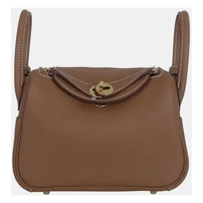 Hermes Gold Clemence Leather Mini Lindy Bag