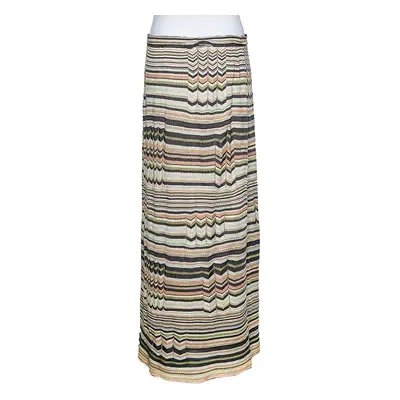 M Missoni Multicolored Stripe Perforated Knit Skirt