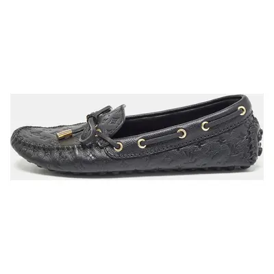 Louis Vuitton Black Monogram Empreinte Leather Gloria Loafers Size