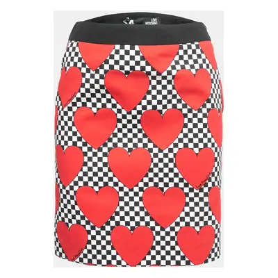 Love Moschino Black Hearts Print Cotton Mini Skirt