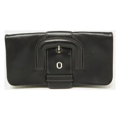 Tod's Black Leather Lucy Flap Clutch