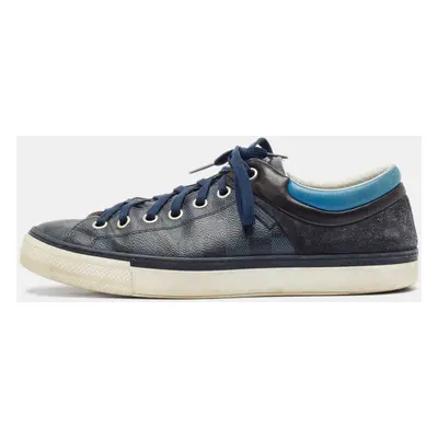 Louis Vuitton Blue/Grey Canvas and Suede Rivoli Low Top Sneakers Size