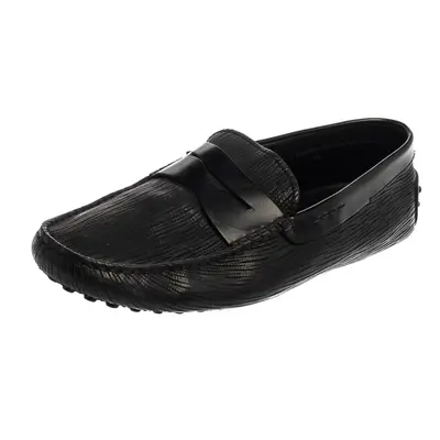 Tod's Black Textured Leather Penny Loafer Size 41.5