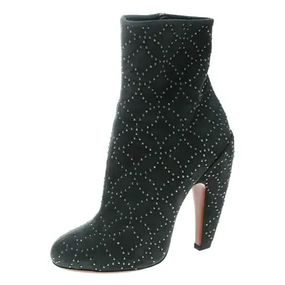 Alaia Grey Suede Studs Embellished Ankle Boots Size