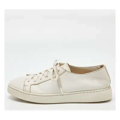 Santoni White Leather Low Top Sneakers Size