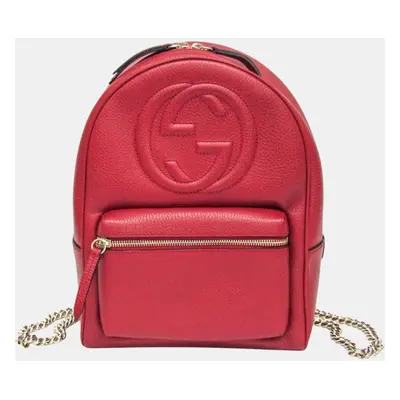 Gucci Red Soho Interlocking G Leather Backpack