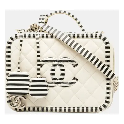 Chanel Vanity White Medium CC Filigree Vanity Case Shoulder Bag