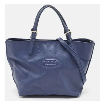 Tod's Navy Blue Leather Toronto Shopper Tote