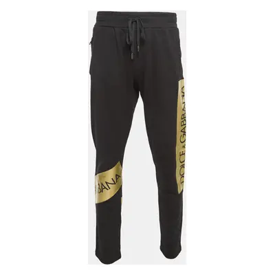 Dolce & Gabbana Black Printed Cotton Track Pants