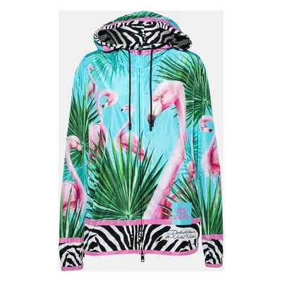 Dolce & Gabbana Blue Flamingo Printed Synthetic Hooded Jacket