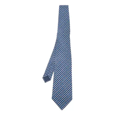 Lanvin Blue Printed Silk Tie