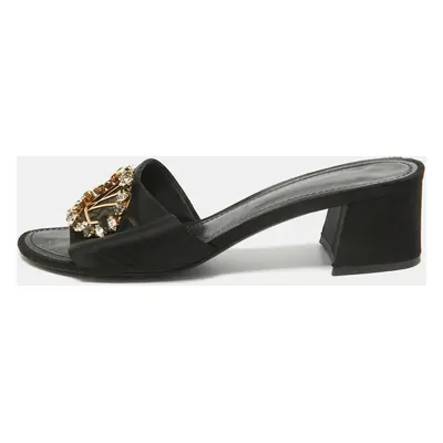 Louis Vuitton Black Satin Madeleine Slide Sandals Size