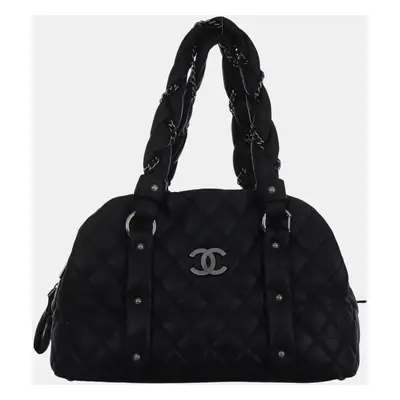 Chanel Black Quilted Leather Lady Braid Bowler Bag