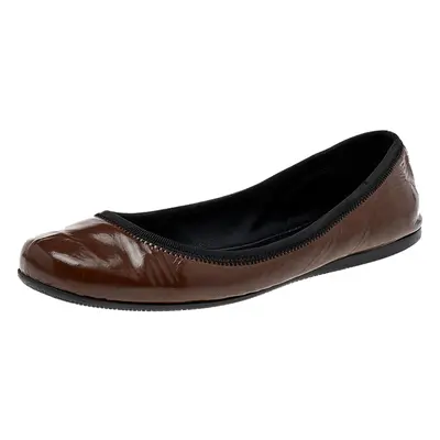 Prada Sport Brown Patent Leather Ballet Flats Size