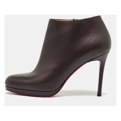 Christian Louboutin Dark Brown Leather Bellissima Ankle Booties Size