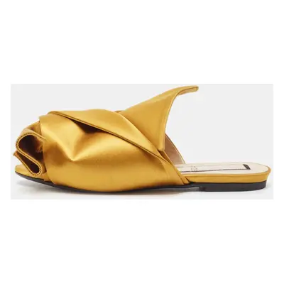 N21 Yellow Satin Raso Knot Flat Slides Sizes